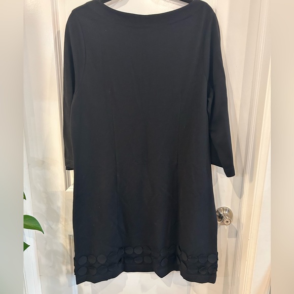 Boden Black Jersey Circle Shift Dress 3/4 Sleeve Boat Neck Size 14R - Picture 7 of 9